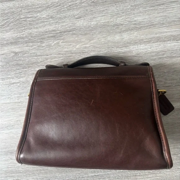 Vintage 1997 Coach 9870 Court Top Handle Leather Bag Dark Brown Crossbody Bag - Picture 3 of 13